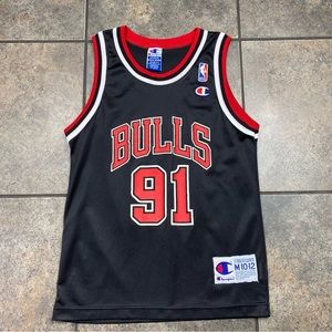 Kid’s VTG 90’s Champion NBA Chicago Bulls Dennis Rodman #91 Basketball Jersey M